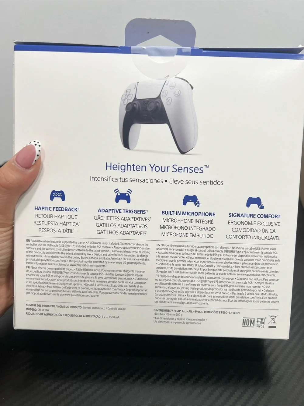 Sony DualSense Wireless Controller — White with Black Accents and Blue Trim